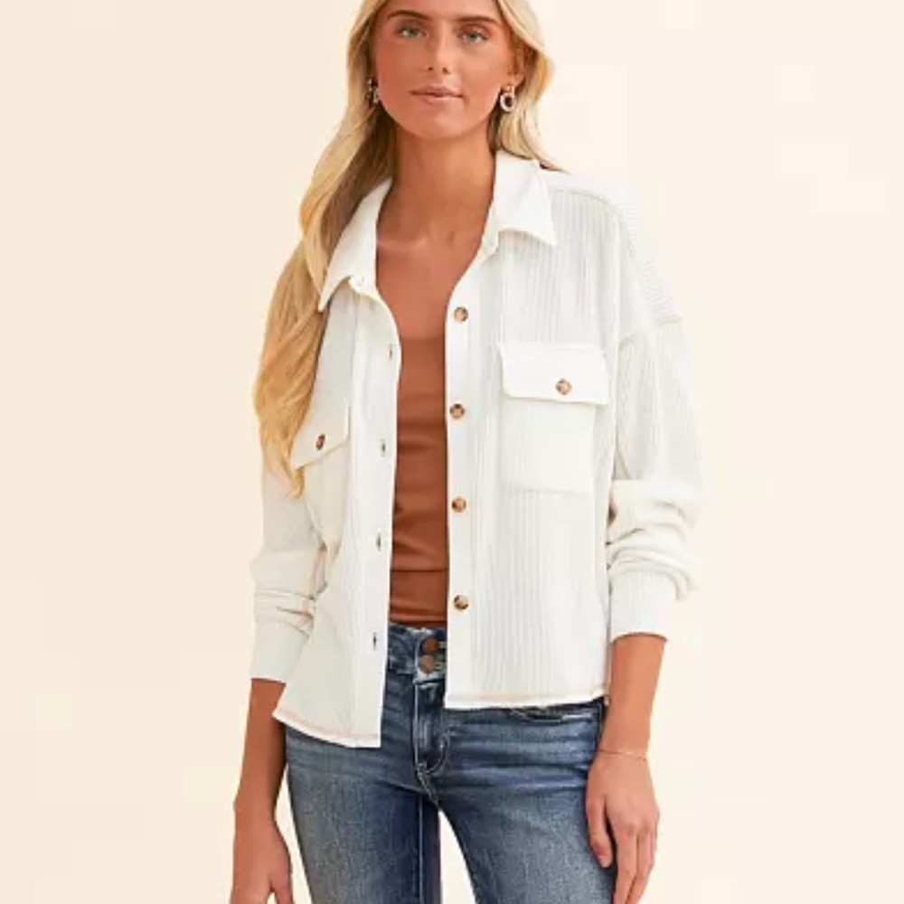BKE Women's Cream Shirt Jacket